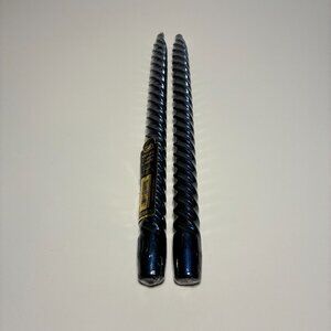 Pair of 2 Vintage AMI Metallic Dinner Wax Candlesticks Spiral Cobalt Blue USA